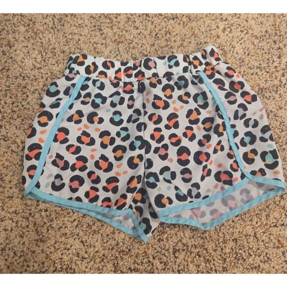 Okie Dokie Leopard Print Athletic Shorts with Blue Trim - Picture 1 of 4